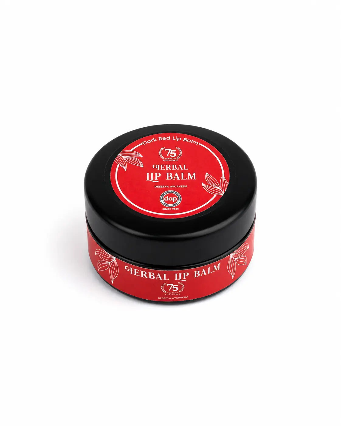 Deseeya Ayurveda Herbal Lip Balm in premium black tin container with natural Ayurvedic ingredients for moisturizing, nourishing, and protecting dry lips